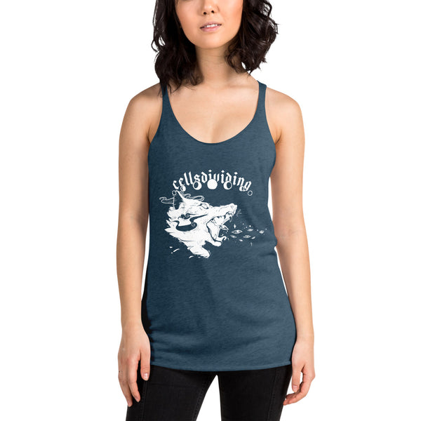 Wolf, Ladies Racerback Tank Top, Indigo