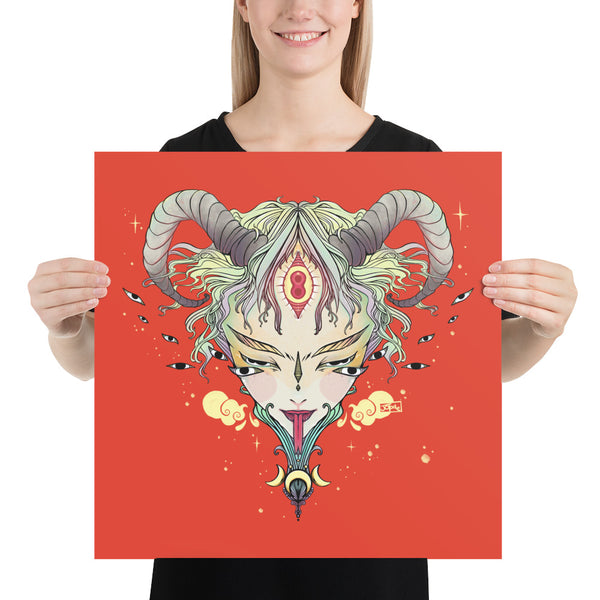 Person holding a Third Eye Witch matte art print poster featuring vibrant colors and intricate design.