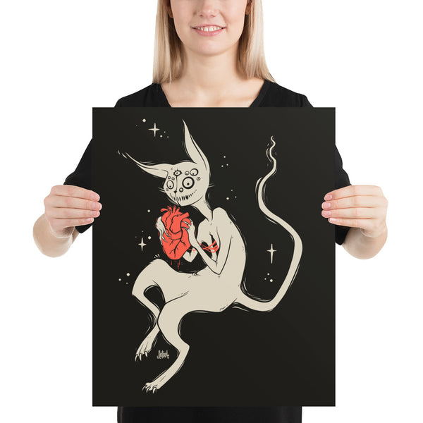 Cat And Heart, Matte Art Print Poster