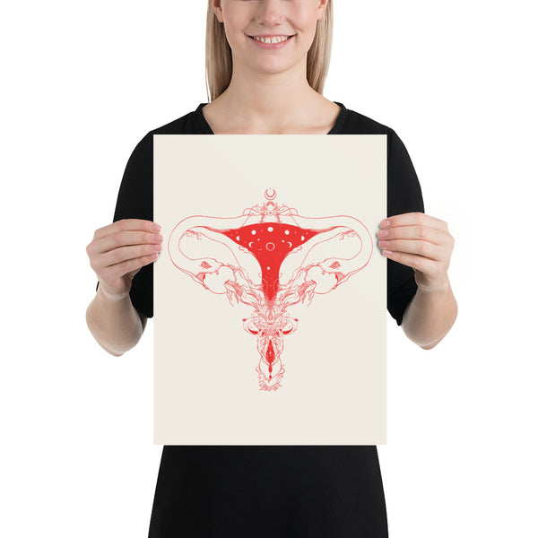 Snake Uterus Lilith, Outlines, Matte Art Print Poster