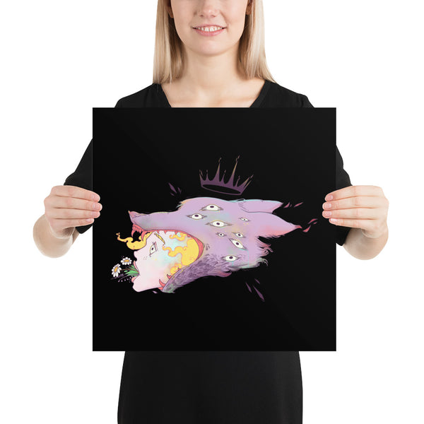 Girl And Wolf King, Matte Art Print Poster