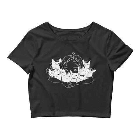 Girl Hugging Cats, Women’s Crop Top