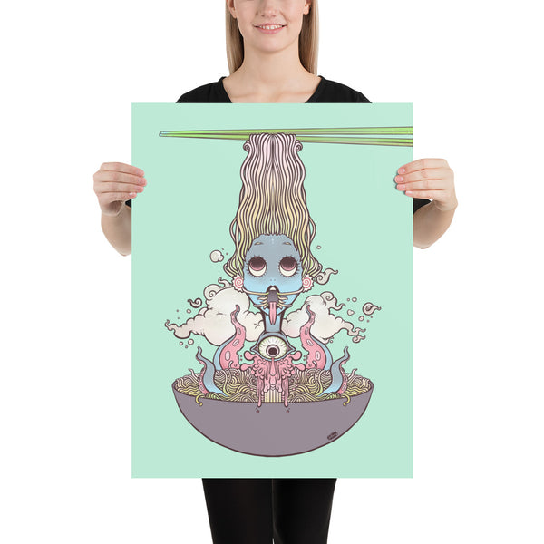 Ramen Noodle Girl, Matte Art Print Poster