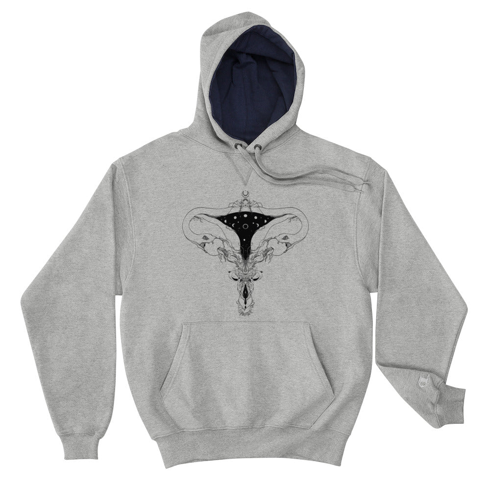 Snake Uterus Lilith, Hoodie, Gray Light Steel