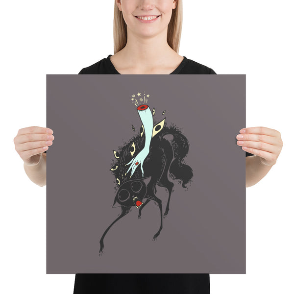 Cat And Witch Arm, Matte Art Print Poster
