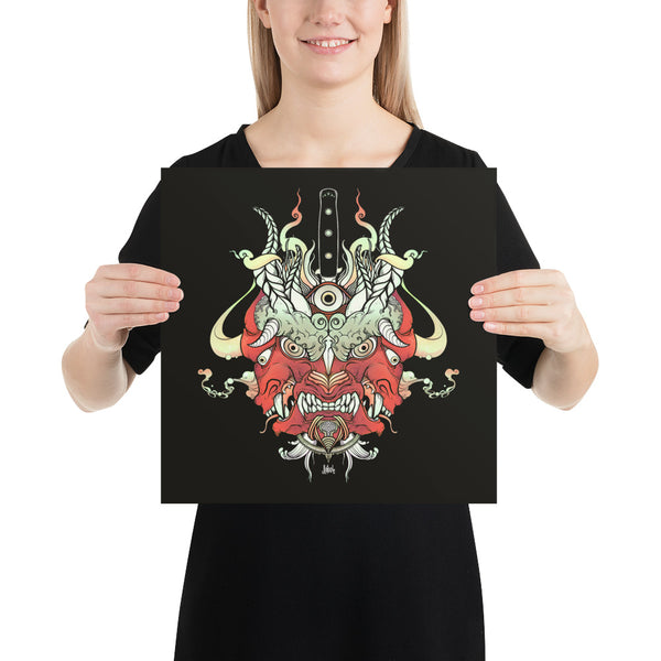 Oni Demon Face, Matte Art Print Poster