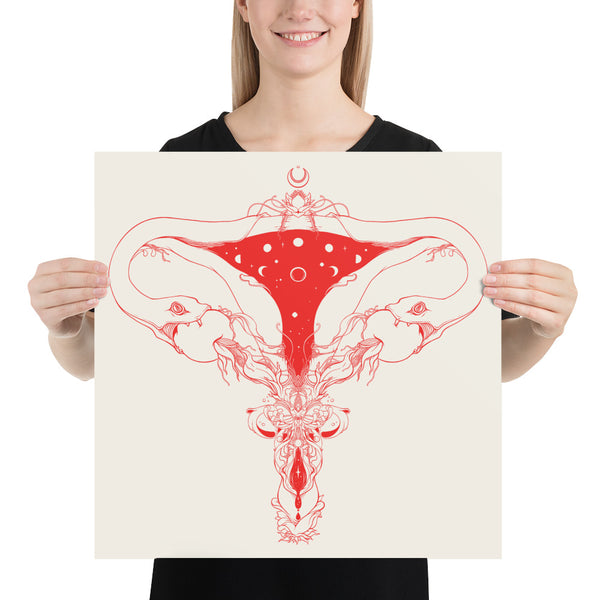 Snake Uterus Lilith, Outlines, Matte Art Print Poster