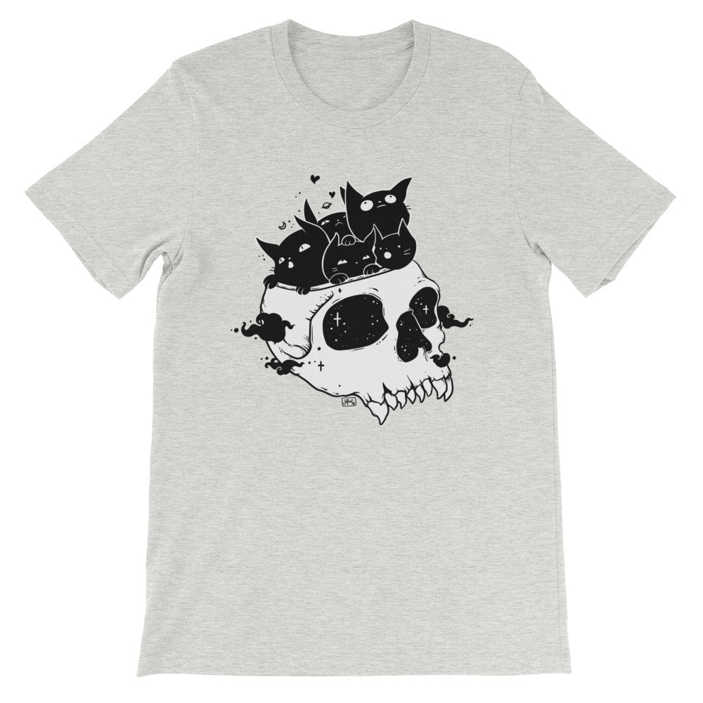 Black Cats & Skull, Unisex T-Shirt, Athletic Heather