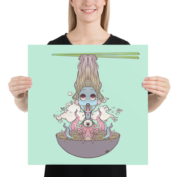 Ramen Noodle Girl, Matte Art Print Poster