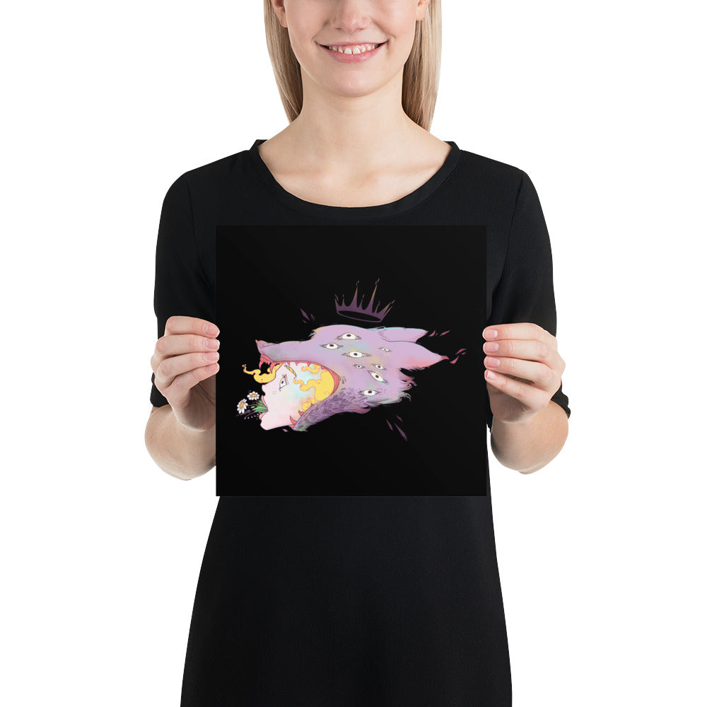 Girl And Wolf King, Matte Art Print Poster