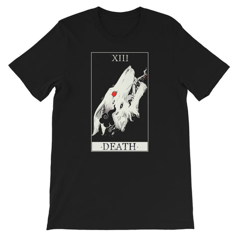 Wolf Death Tarot Card, Unisex T-Shirt, Black