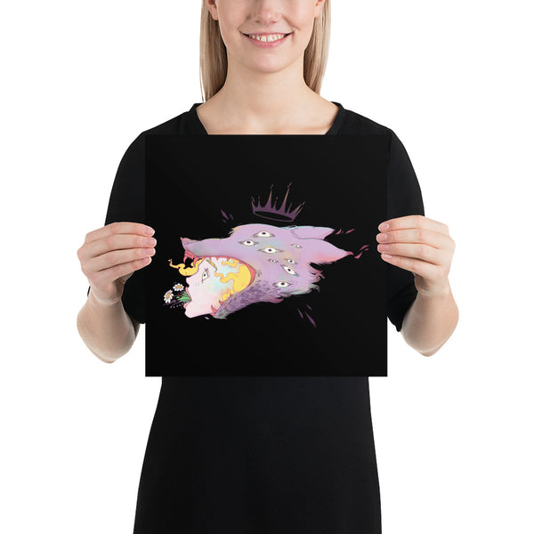 Girl And Wolf King, Matte Art Print Poster