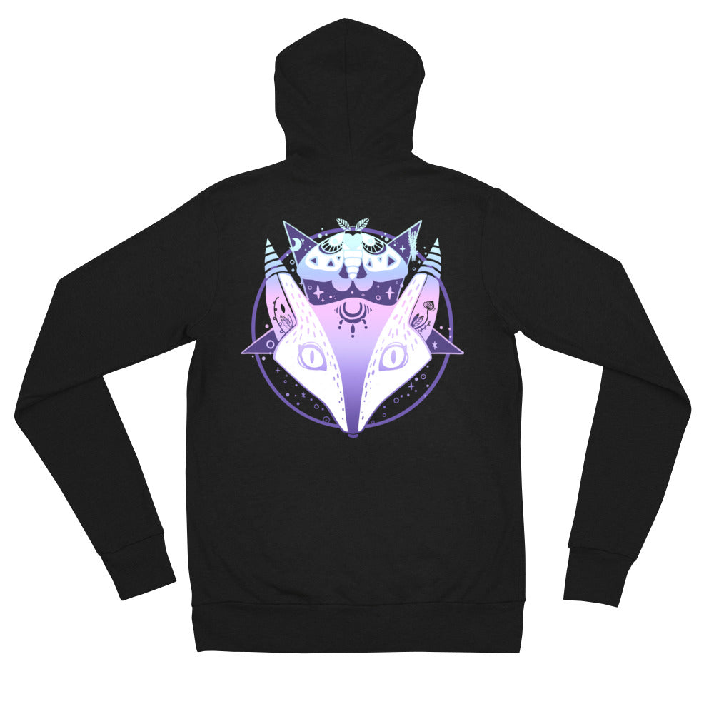 Fox Pentagram, Unisex Lightweight Hoodie, Black
