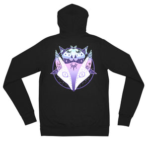 Fox Pentagram, Unisex Lightweight Hoodie, Black