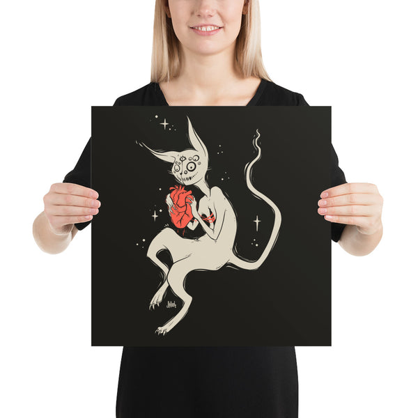 Cat And Heart, Matte Art Print Poster