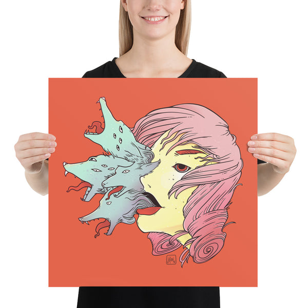 Girl And Wolves, Matte Art Print Poster