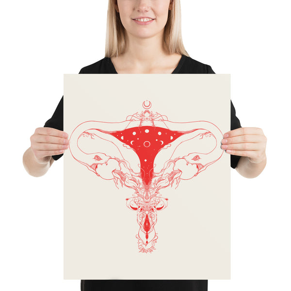 Snake Uterus Lilith, Outlines, Matte Art Print Poster