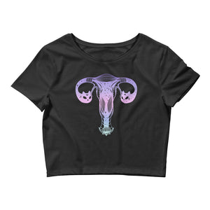 Uterus Ovaries With Cats, Women’s Crop Top