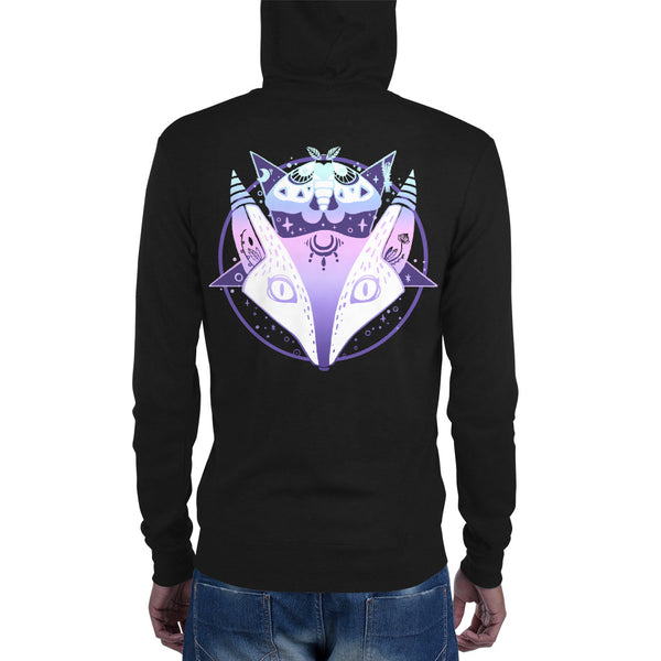 Fox Pentagram, Unisex Lightweight Hoodie, Black
