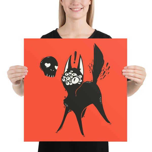 Many Eyed Cat, Matte Art Print Poster