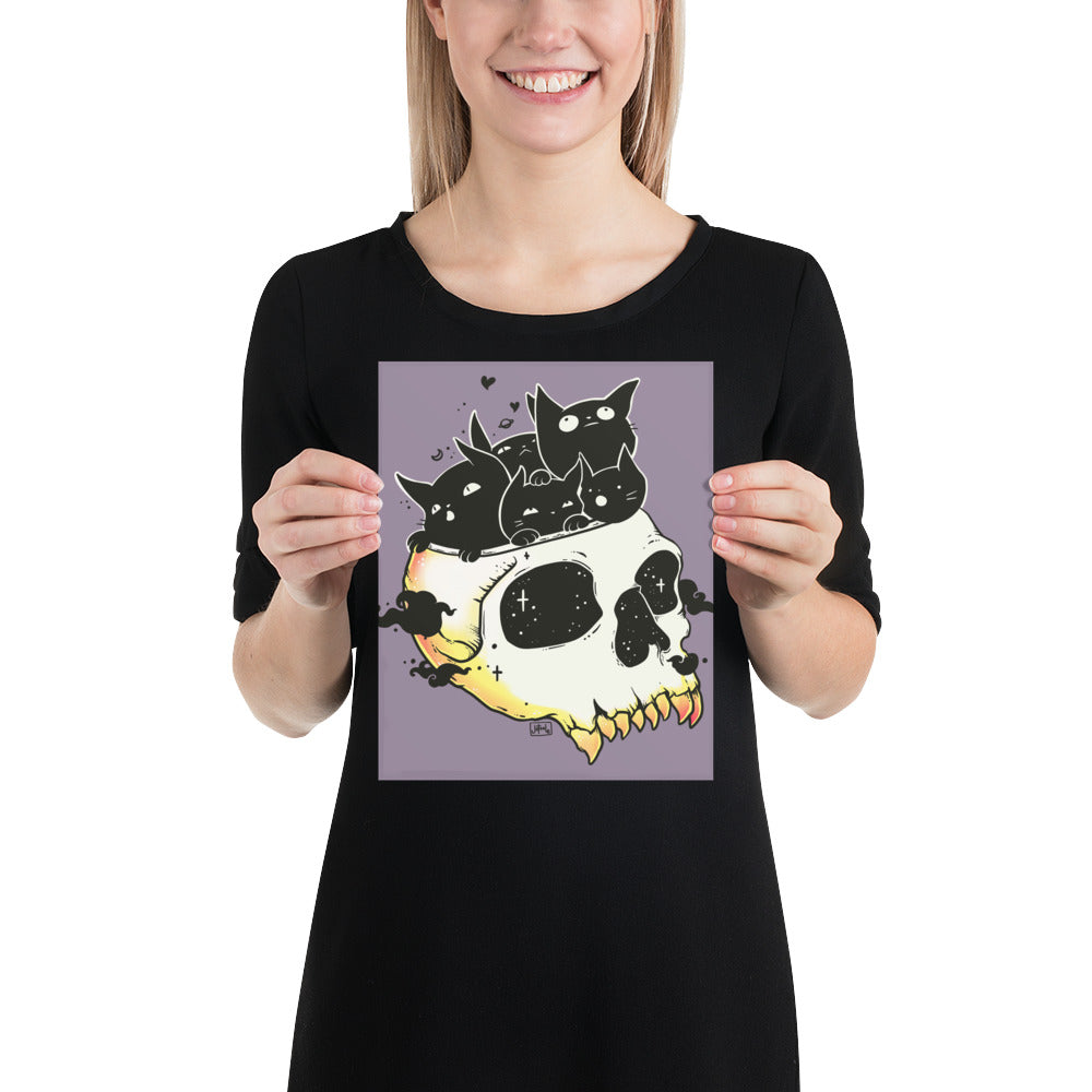 Skull Full Of Cats, Matte Art Print Poster