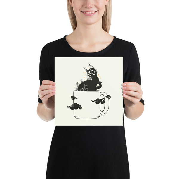 Cat In Coffee Mug, Matte Art Print Poster