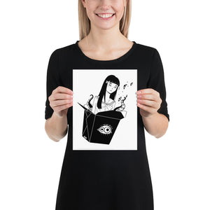 Takeout Anime Girl, Matte Art Print Poster