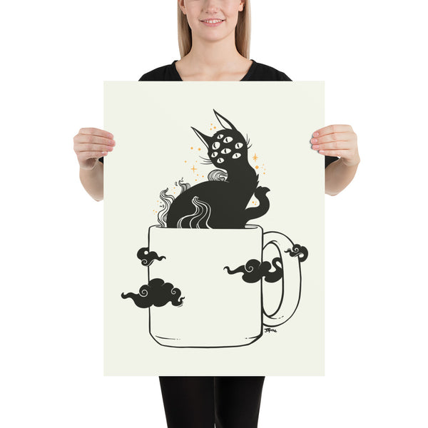 Cat In Coffee Mug, Matte Art Print Poster