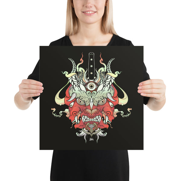 Oni Demon Face, Matte Art Print Poster