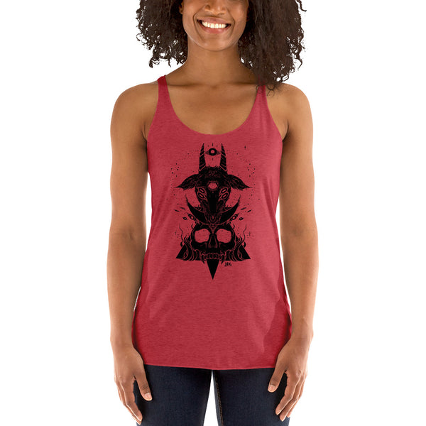 Goat & Skull, Ladies Racerback Tank Top, Vintage Red