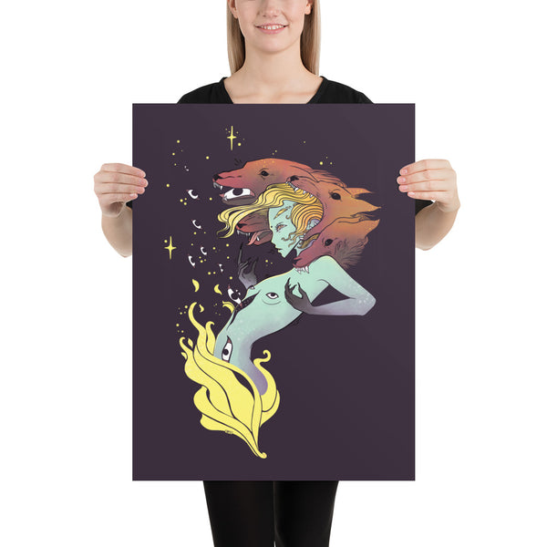 Witch And Wolves, Matte Art Print Poster