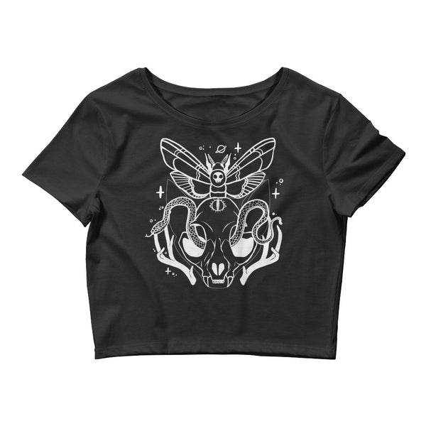 Black Cat Skull Crop Top