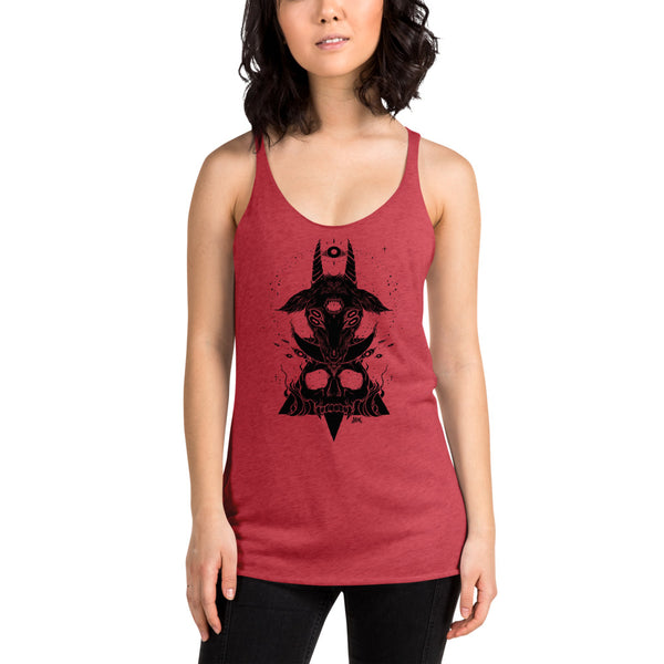 Goat & Skull, Ladies Racerback Tank Top, Vintage Red