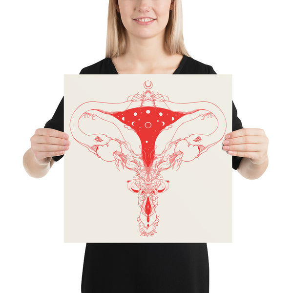Snake Uterus Lilith, Outlines, Matte Art Print Poster