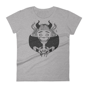 Skeleton Girl, Ladies T-Shirt, Heather Grey