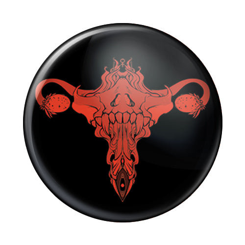 Death Metal Uterus, Red, 1-Inch Pin Button