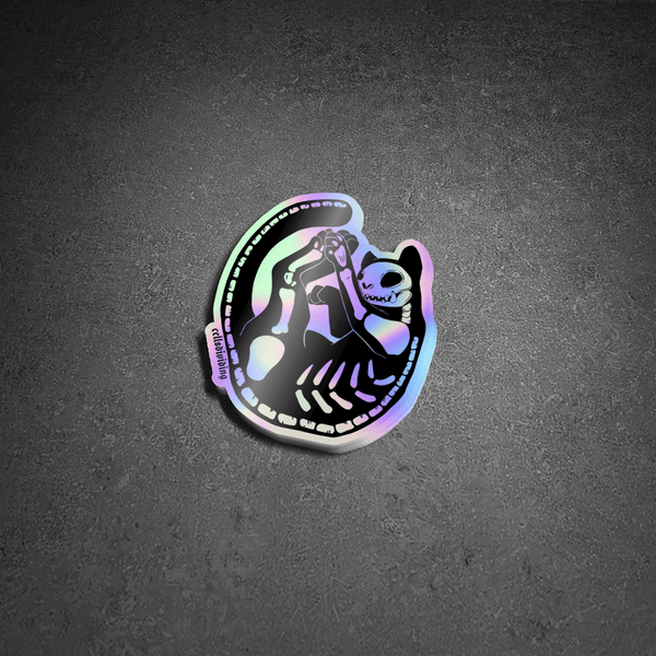 Skeleton Cat, Holographic Sticker