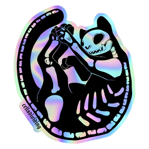 Skeleton Cat, Holographic Sticker