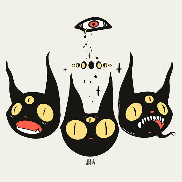 Three Black Cats, Matte Art Print Poster