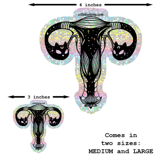 Cat Head Uterus, Glitter Sticker