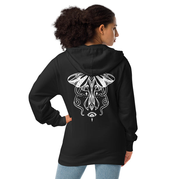 Luna Moth, Unisex Fleece Zip-Up Hoodie