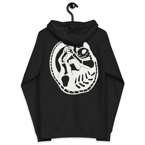 Skeleton Cat, Unisex Fleece Zip-Up Hoodie