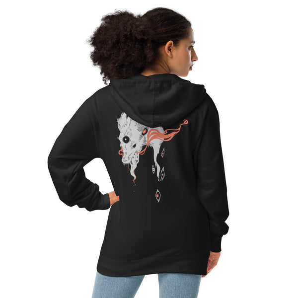 Wolf And Eyes, Unisex Fleece Zip-Up Hoodie