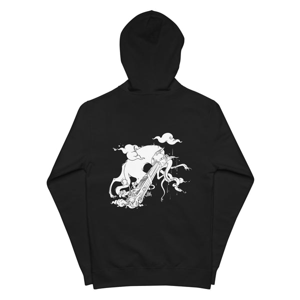 Cat With Snake, Unisex Fleece Zip-Up Hoodie