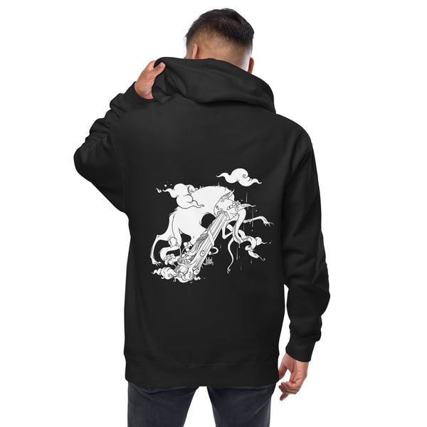 Cat With Snake, Unisex Fleece Zip-Up Hoodie