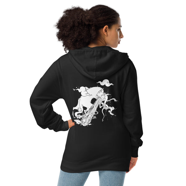 Cat With Snake, Unisex Fleece Zip-Up Hoodie