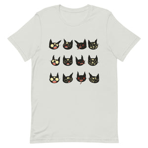 Cat Faces, Unisex T-Shirt, Silver