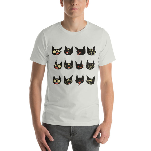 Cat Faces, Unisex T-Shirt, Silver