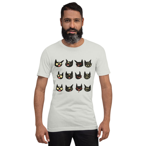 Cat Faces, Unisex T-Shirt, Silver