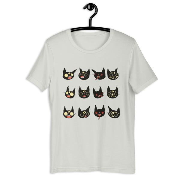 Cat Faces, Unisex T-Shirt, Silver
